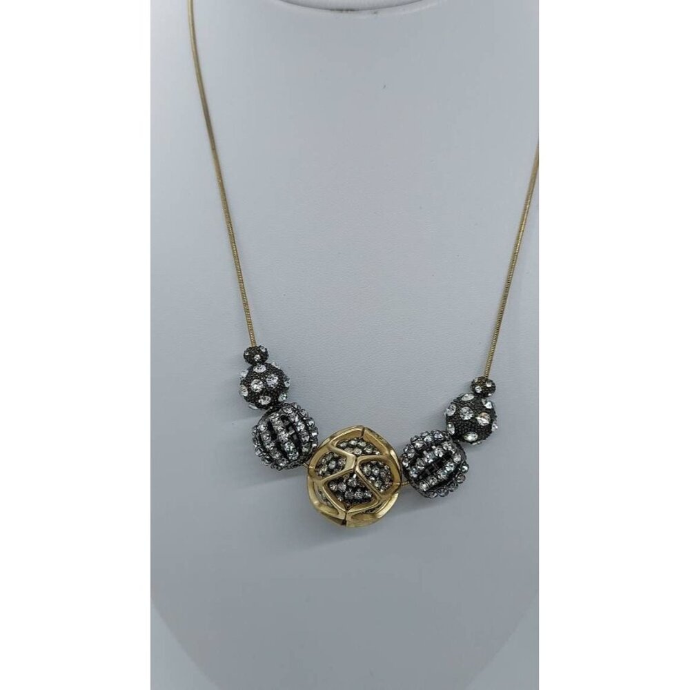 Chicos Necklace Gold black rhinestones modernist‎